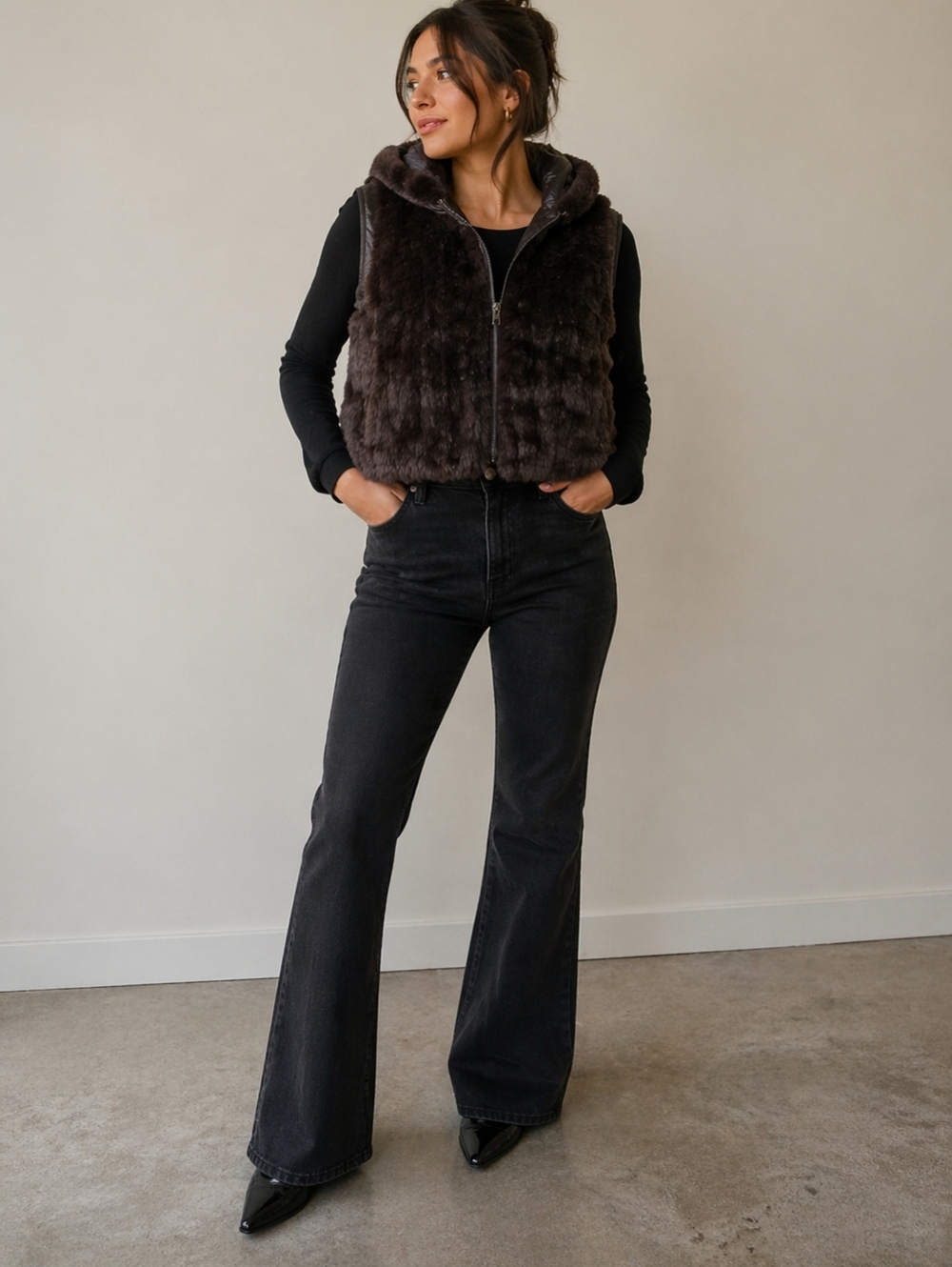 Dana Stein Rabbit Fur Vest, Women's Size M